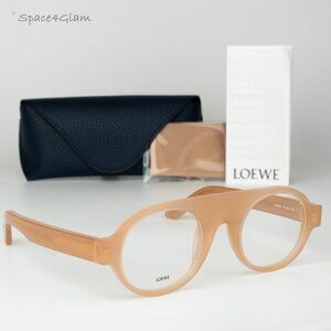 Loewe Women Eyeglasses Shiny Light Pink Demo Round LW50009I 072 BRAND NEW